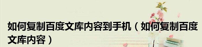 学会如何复制粘贴百度文库的内容（简单操作）  第1张
